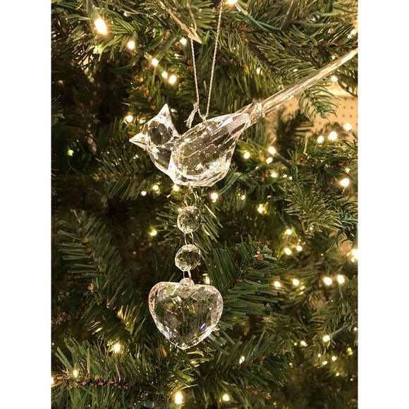 Cardinal Ornament Crystal Clear Sparkling Sun Light Catcher Christmas Bird - Picture 1 of 5